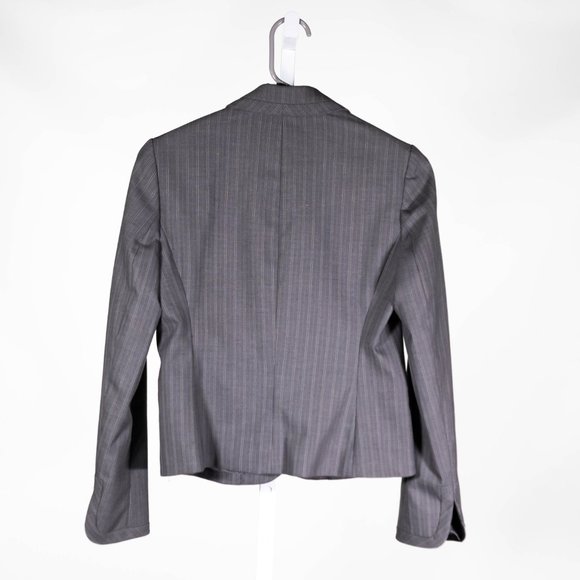 Banana Republic Women's Blazer Gray Striped Stretch Preppy Career Suit Jacket 0 - Picture 2 of 9